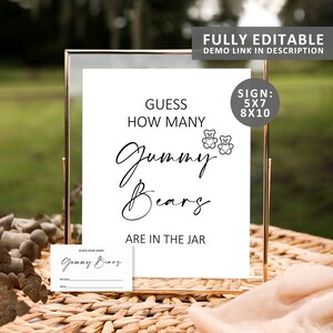 Editable Guess How Many Gummy Bears Game Baby Shower Game Minimalist ...