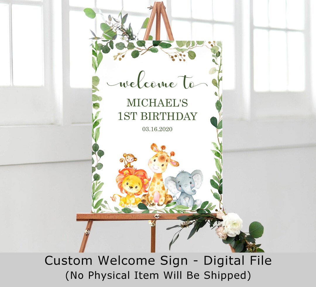 CUSTOM Safari Welcome Sign Jungle Welcome Sign Safari Animals Birthday ...