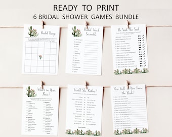 Sukkulenten Kaktus Brautparty Spiel Bundle Spiele Paket Printable Boho Fiesta Paare Dusche Hochzeit Duschspiele NICHT Bearbeitbar B94