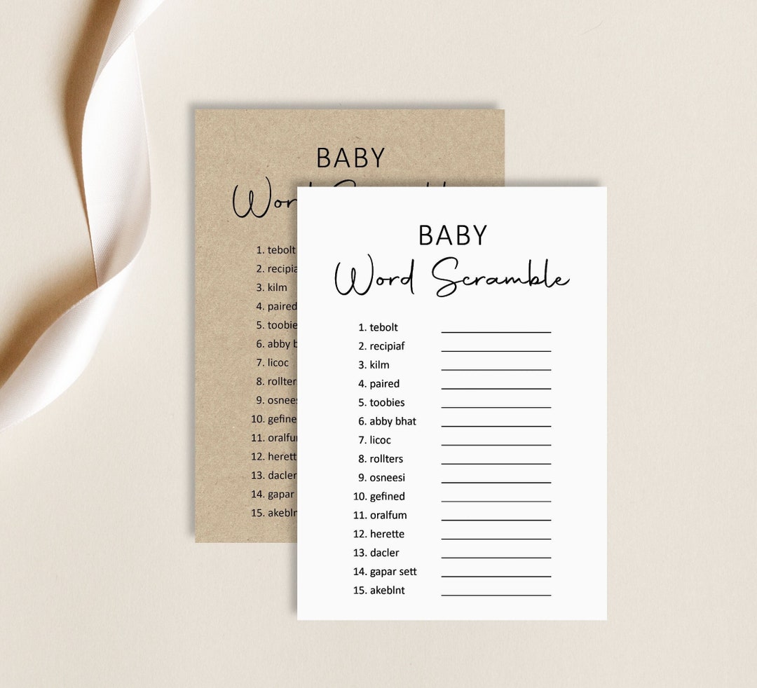 Baby Shower Word Scramble With Answer Key Baby Shower Game Printable ...