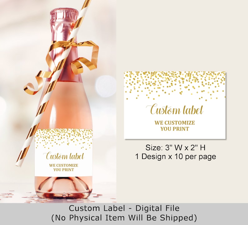 Mini Champagne Bottle Labels Gold Mini Wine Labels Birthday / Etsy