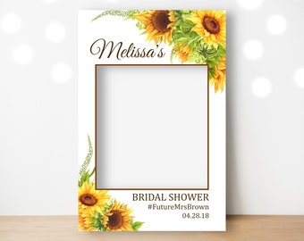 CUSTOM Sunflower Photo Prop Frame Photo Booth Prop Printable Rustic Country Wedding Bridal Shower Hen Party Decorations B79