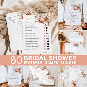 Editable Fall Bridal Shower Game Bundle Boho Bridal Party Games Terracotta Bridal Shower Sign Templates Corjl 0131