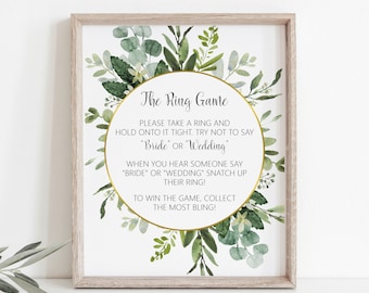Gioco Greenery Ring Non dire sposa o matrimonio Gioco per addio al nubilato con succulente, addio al nubilato con eucalipto verde salvia, stampabile NON modificabile B84
