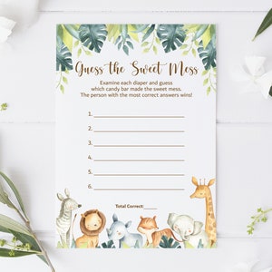 Guess the Sweet Mess Game Safari Baby Shower Jungle Baby Shower Game ...