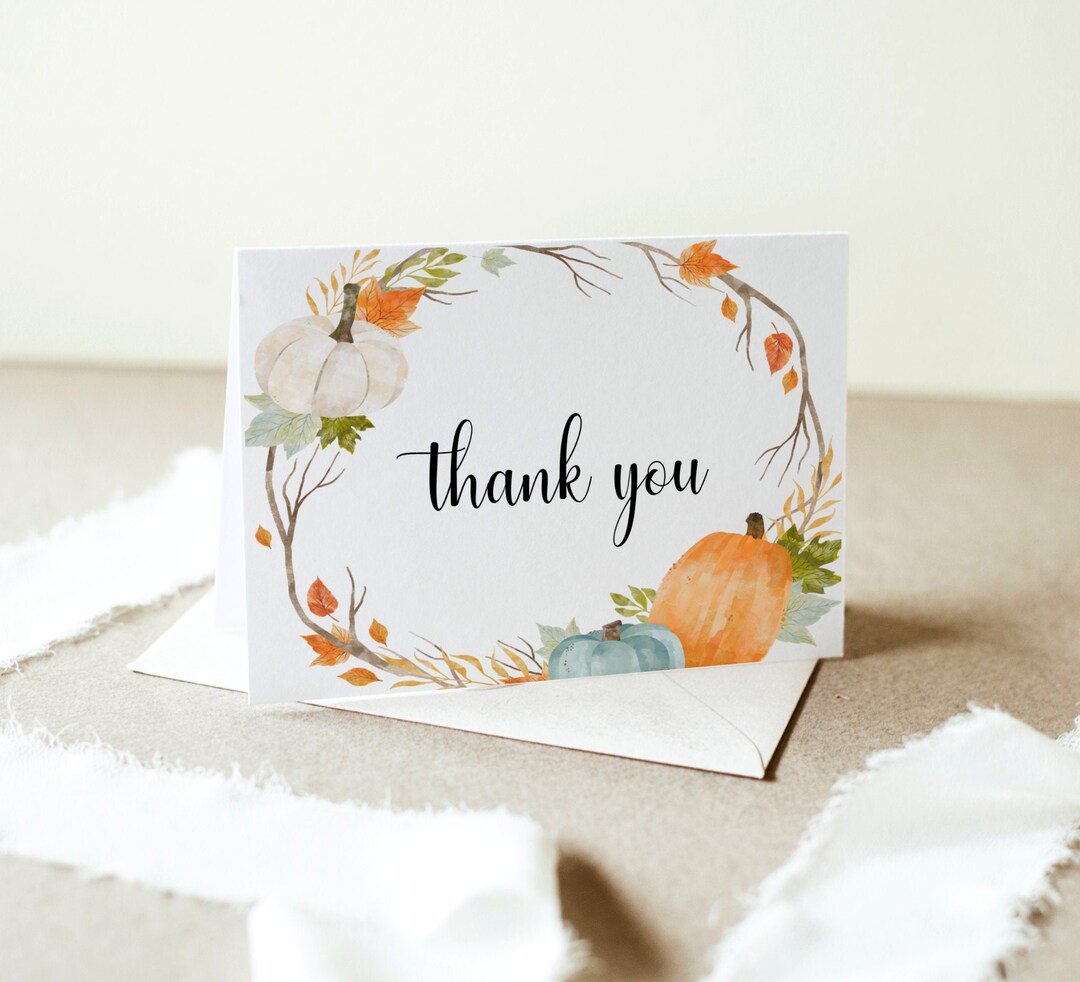 Fall Thank You Card Template Printable Thank You Cards Folded - Etsy