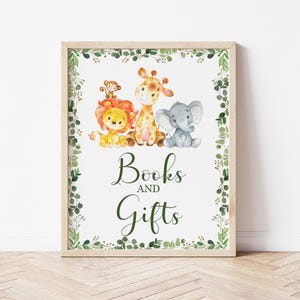Books and Gifts Sign Jungle Baby Shower Gift Table Sign Printable Safari Baby Shower Decorations NOT Editable 0128