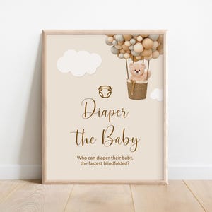 Teddy Bear Baby Shower Blindfolded Diaper Changing Game Sign We Can Bearly Wait Baby Shower Sign Printable NOT Editable C14