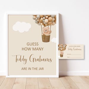 Bear Guess How Many Bears Game Teddy Bear Baby Shower Game We Can Bearly Wait Baby Shower Game Printable Brown Bear Balloon NOT Editable C14 image 2