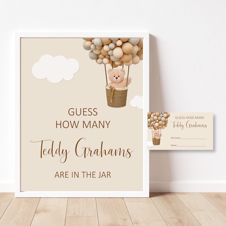 Bear Guess How Many Bears Game Teddy Bear Baby Shower Game We Can Bearly Wait Baby Shower Game Printable Brown Bear Balloon NOT Editable C14 image 2