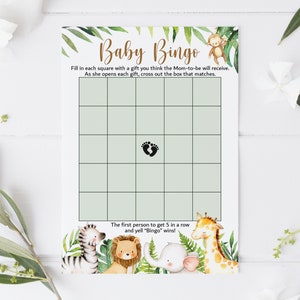 Jungle Baby Shower Games Printable Cute Safari Animals Baby Shower Game ...