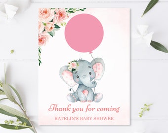 Editable Elephant Baby Shower EOS Lip Balm Holder Pink Elephant Shower Chapstick Favor Girl Little Peanut Baby Shower Printable Corjl 0121