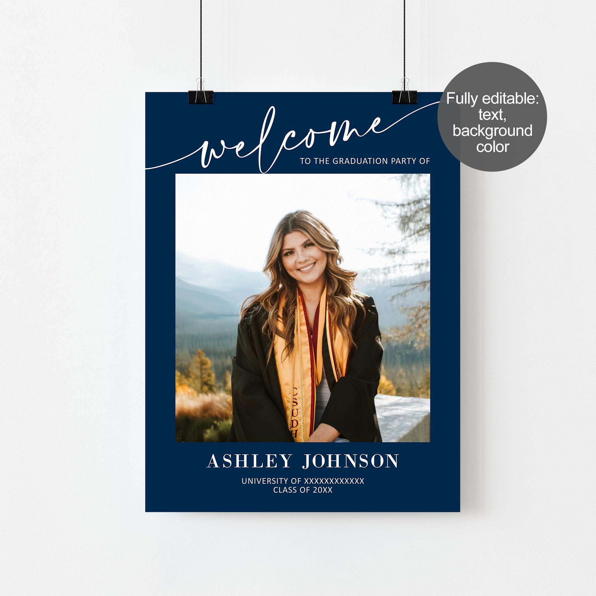Editable Graduation Party Sign Template Graduation Photo Welcome Sign ...