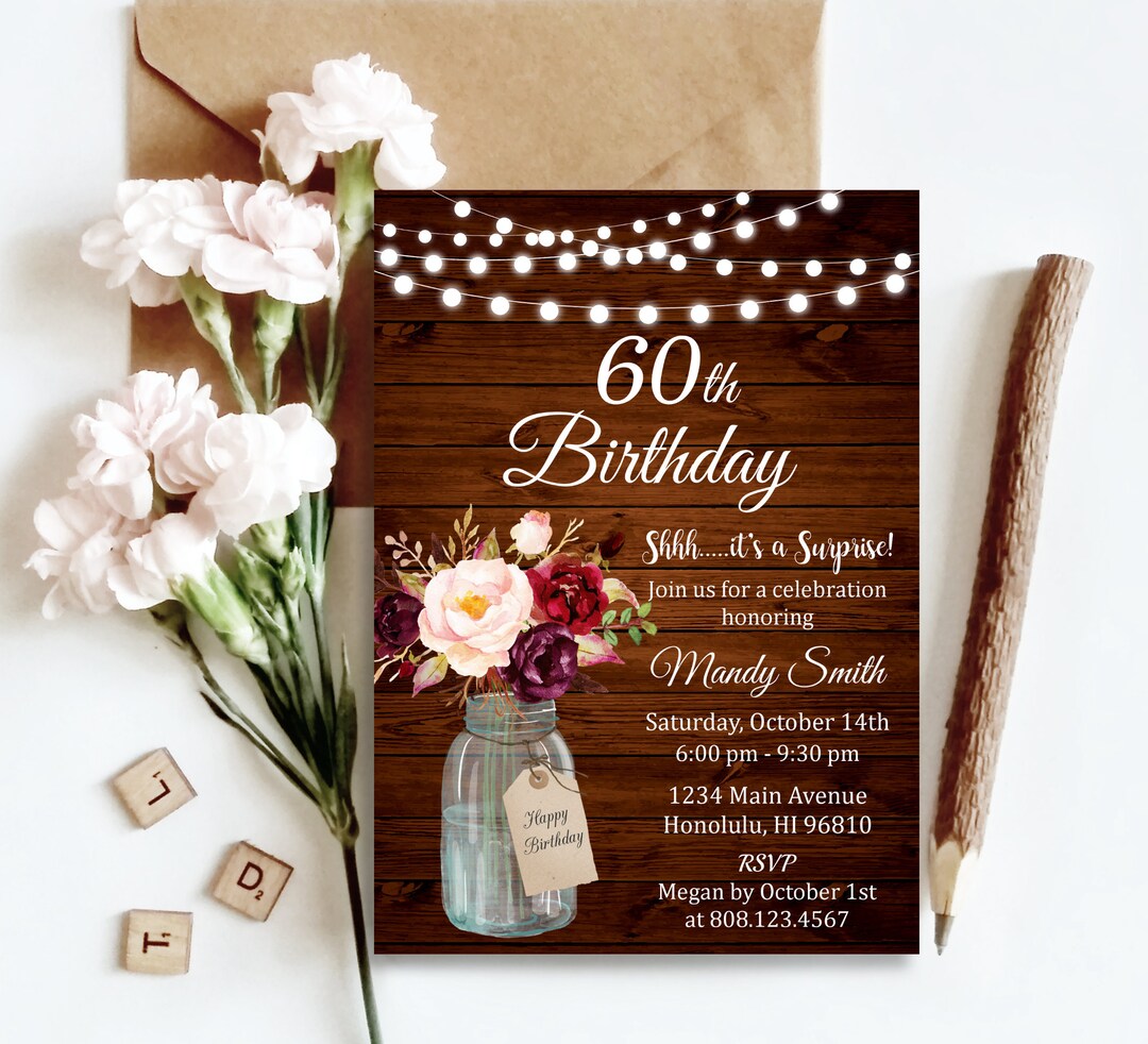 CUSTOM Surprise 60th Birthday Invitation for Women Pink Floral - Etsy