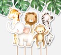PRINTABLE Jungle Animals Centerpieces Safari Birthday Party Animal Cutouts Cake Topper Wild One Decorations 0127
