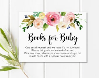 Books for Baby Card Garden Baby Shower Book Request Insert Please Bring a Book Instead of a Card Printable NOT Editable C37