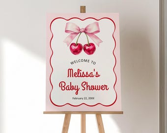 Editable Cherry Baby Shower Games Bundle Cherry On Top Baby Shower Pink Bow Coquette Baby Shower Games Template Printable Corjl 0144