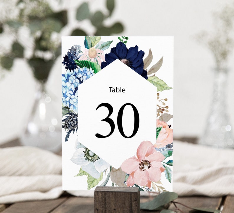 Printable Table Numbers Navy Blush Pink Wedding Table Numbers We Printable Table Numbers Navy Blush Pink Wedding Table Numbers We