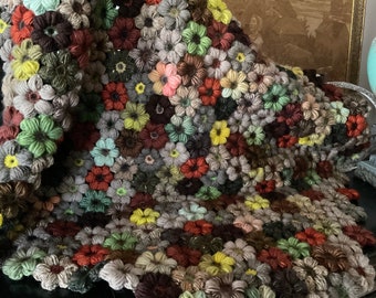 Handmade Crochet Floral  Afghan, Crochet Floral Blanket, Multicolour Blanket, Handmade Afghan, Lap Throw, Home Decor Afghan, Crochet Blanket
