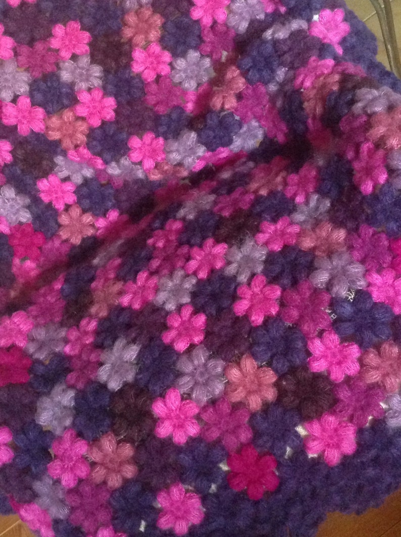 Handmade Mohair Blanket Crochet Floral Afghan Multicolored Etsy