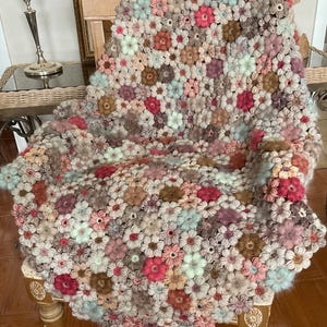 Handmade Crochet Floral Afghan, Crochet Floral Blanket, Multicolor Blanket, Handmade Afghan, Lap Throw, Home Decor Afghan, Crochet Blanket