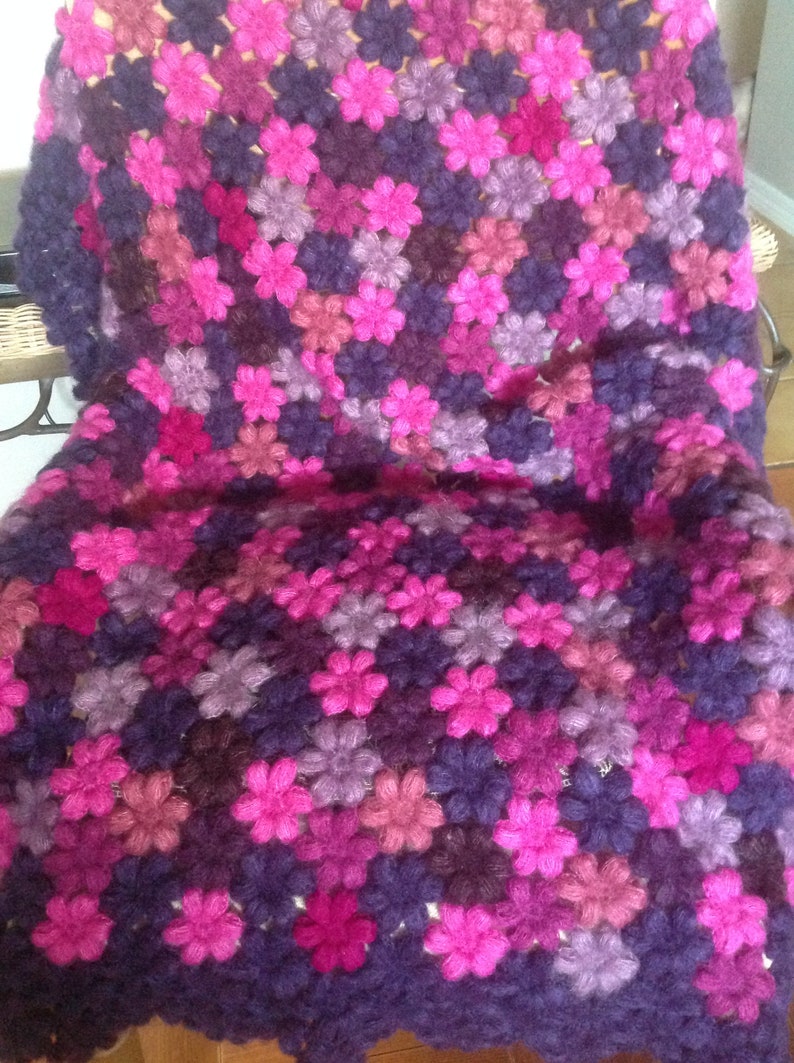 Handmade Mohair Blanket Crochet Floral Afghan Multicolored Etsy
