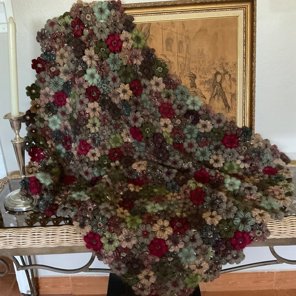 Handmade Crochet Floral  Afghan, Crochet Floral Blanket, Multicolour Blanket, Handmade Afghan, Lap Throw, Home Decor Afghan, Crochet Blanket
