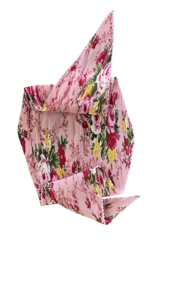 Pleated Punk Floral Scarf Pink Floral Pleated Scarf - Etsy main image 2