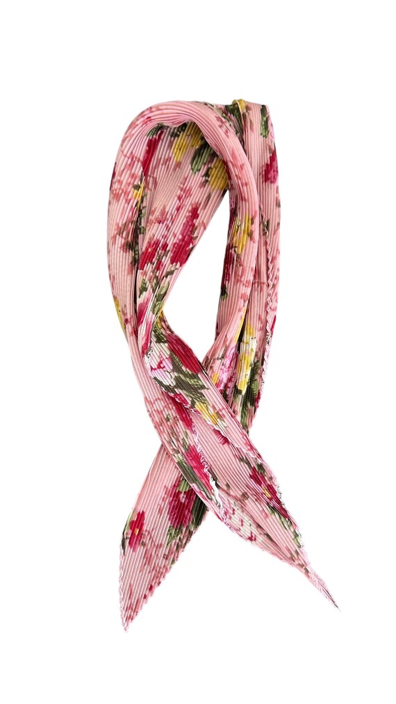 Pink Floral Pleated Scarf - Etsy