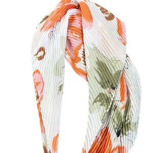 Spring pleated floral scarves
