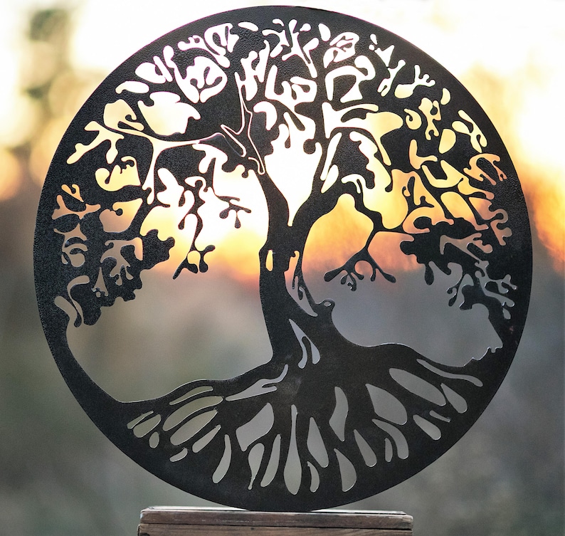 Arbre de vie Métal Art mur Vie de famille Cercle familial Etsy