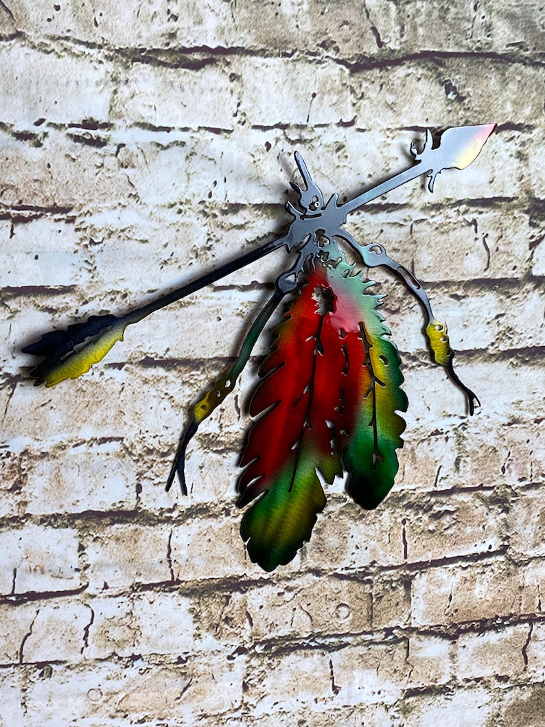 Feather and Arrow Metal Wall Art Native American Wall Décor Etsy