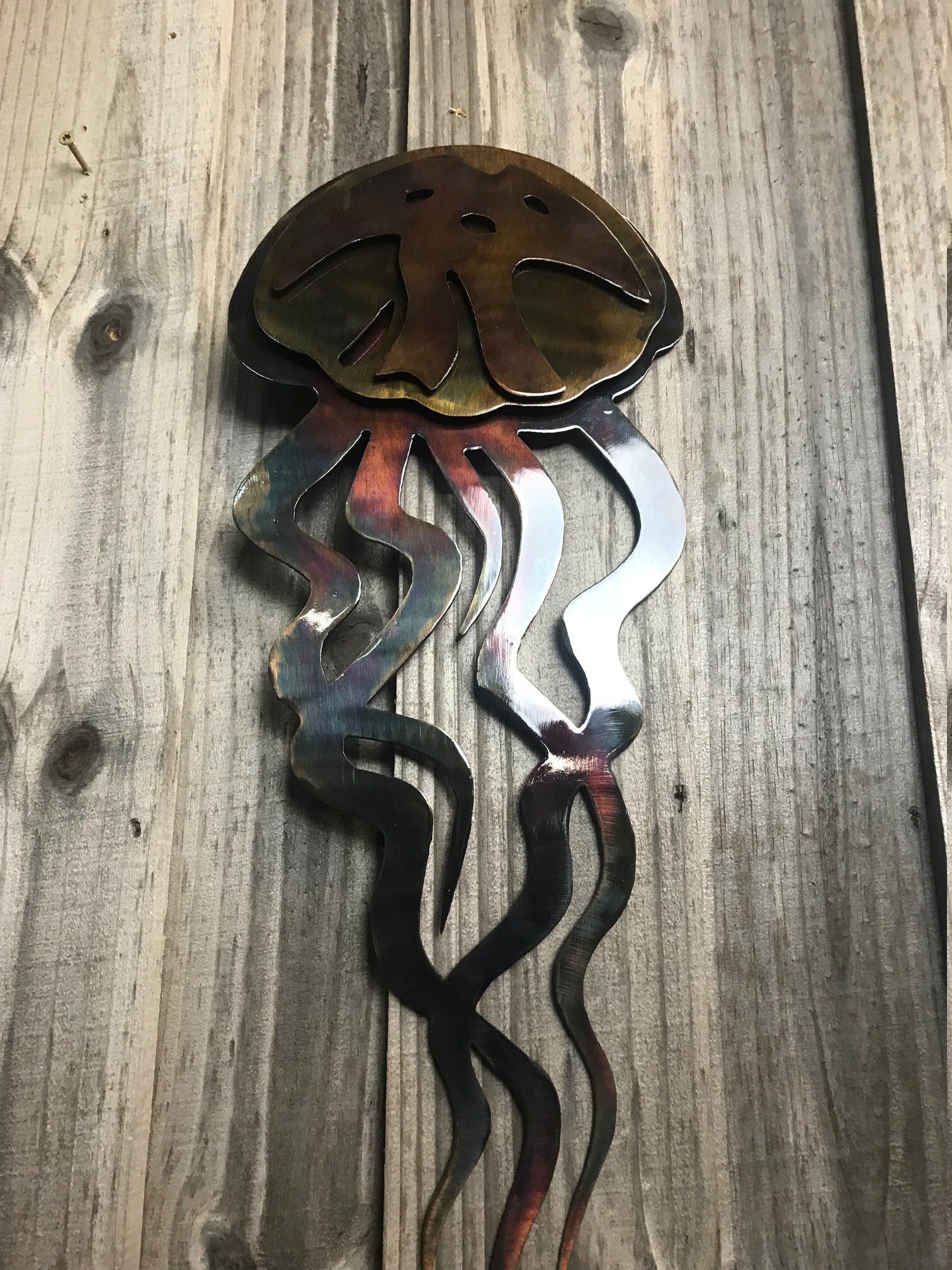 Jellyfish Metal Wall Art Under the Sea Sea Creatures Sea Etsy