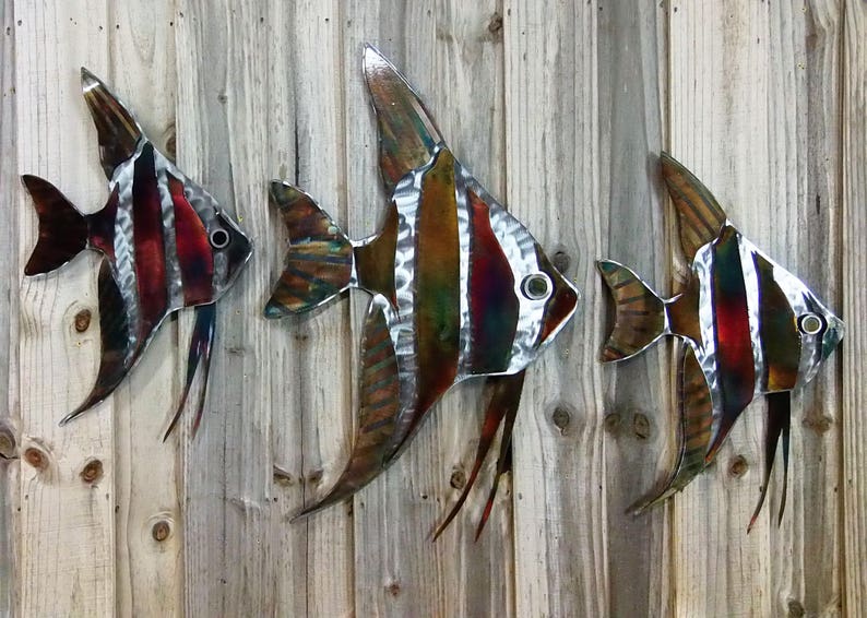 Angel Fish Trio Metal Wall Art Under the Sea Sea Life Etsy