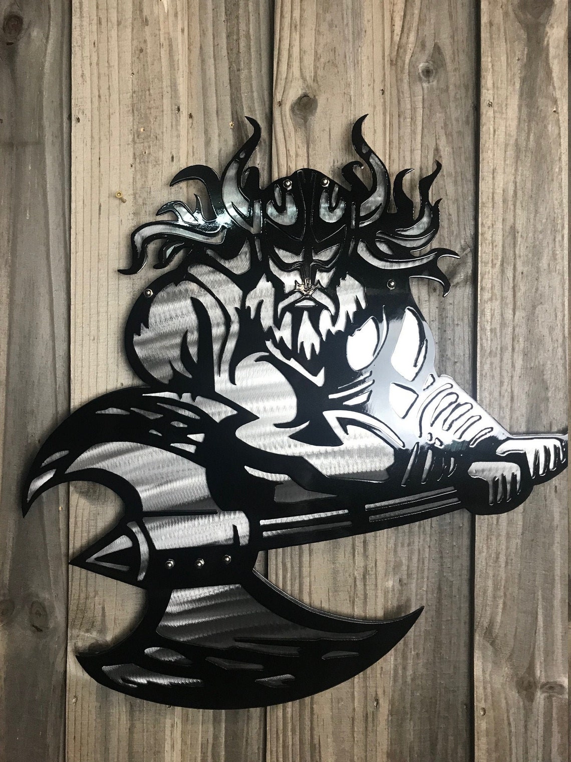 Viking Warrior Metal Wall Art Etsy