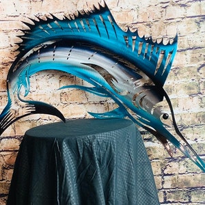 Swordfish Metal Wall Art, Marlin Metal Wall Art, Under the Sea Wall Décor, Deep Sea Fishing, Trophy Fishing