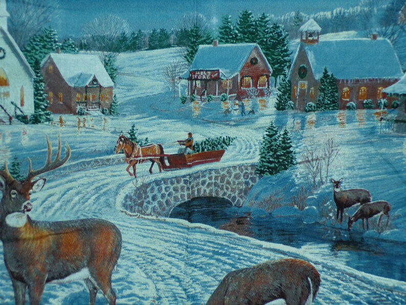 Winter's Eve Deer 100 Cotton Fabric Wall Panel 403 Etsy