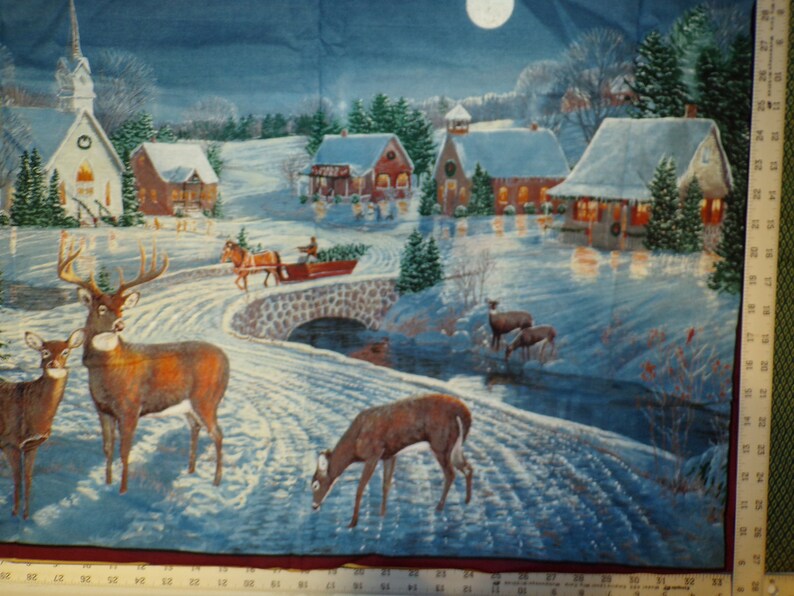 Winter's Eve Deer 100 Cotton Fabric Wall Panel 403 Etsy