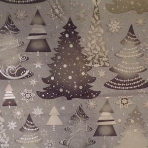Elegant Christmas Metallic Trees 100% Cotton Fabric #500