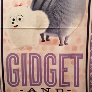 Secret Life of Pets Gidget & Chloe 100% Cotton Fabric Panel 24&quot;x 43&quot; #364