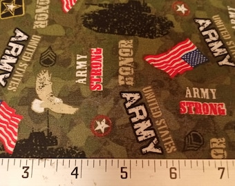 United States Army Strong, Courage,  100% Cotton Fabric #440-8/7/6