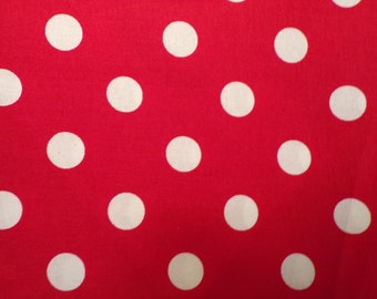 Red With White Mid Polka Dots 100% Cotton Fabric #162