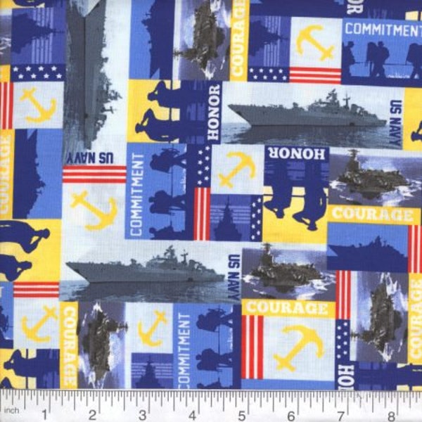 United States of America Navy 100% Cotton Fabric #440- 13/14