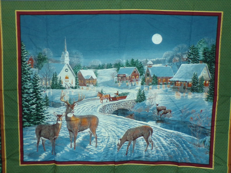 Winter's Eve Deer 100 Cotton Fabric Wall Panel 403 Etsy