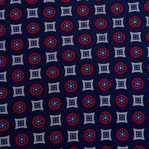 Vintage Westbury Collection Silk Tie - Blue, Red & Lavender Geometric Print - Made in USA with Italian Silk