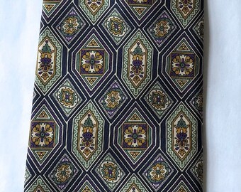 Nina Ricci Paris zijden stropdas – vintage handgemaakte stropdas met geometrisch bloemenpatroon klassieke herenkleding