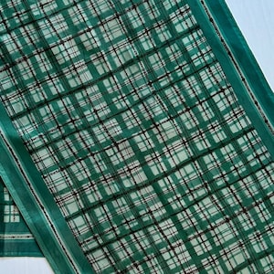 Vera ladybug tag rectangle silk scarf plaid green