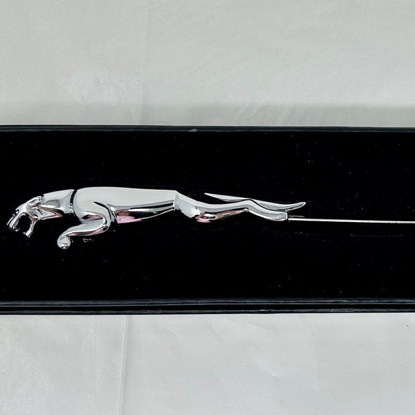 vintage chrome Jaguar letter opener cat collectible museum 7.5"