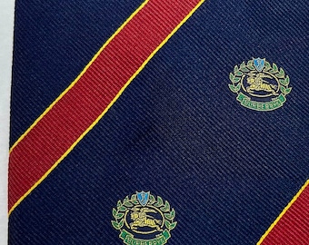 Burberry&#39;s necktie tie 100% silk stripe logo blue red