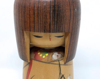 vintage Japanese Kokeshi wood doll geisha girl hand painted